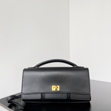 BEL AIR CLUTCH 27 IN BLACK NAPPA LAMBSKIN GOLD HARDWARE