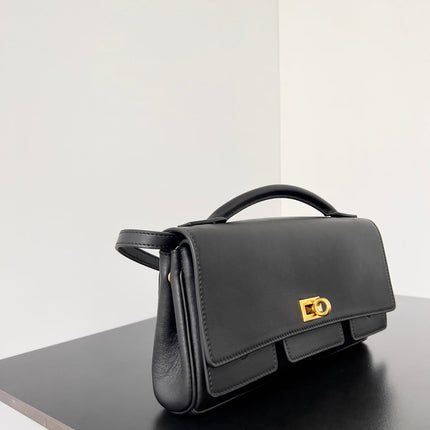 BEL AIR CLUTCH 27 IN BLACK NAPPA LAMBSKIN GOLD HARDWARE