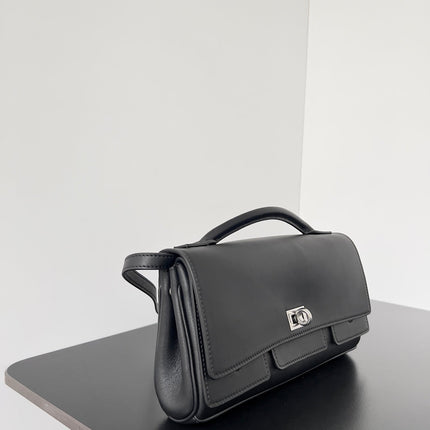 BEL AIR CLUTCH 27 IN BLACK NAPPA LAMBSKIN SILVER HARDWARE