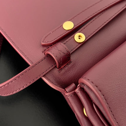 BEL AIR CLUTCH 27 IN BURGUNDY RED NAPPA LAMBSKIN GOLD HARDWARE