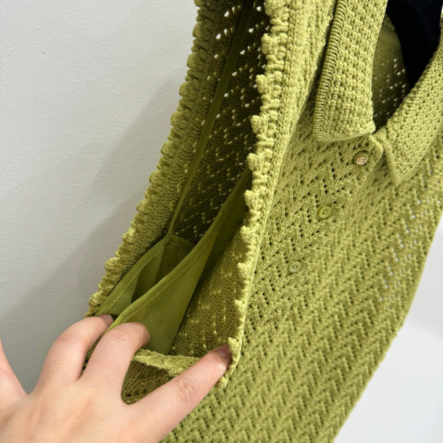 GUCCI SLEEVELESS KNIT POLO DRESS IN BUTTER YELLOW 267480