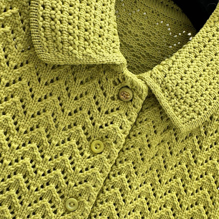 GUCCI SLEEVELESS KNIT POLO DRESS IN BUTTER YELLOW 267480