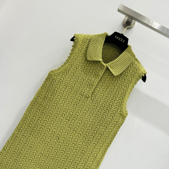GUCCI SLEEVELESS KNIT POLO DRESS IN BUTTER YELLOW 267480