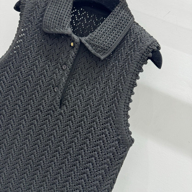 GUCCI SLEEVELESS KNIT POLO DRESS IN BLACK 267479