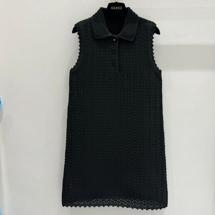 GUCCI SLEEVELESS KNIT POLO DRESS IN BLACK 267479