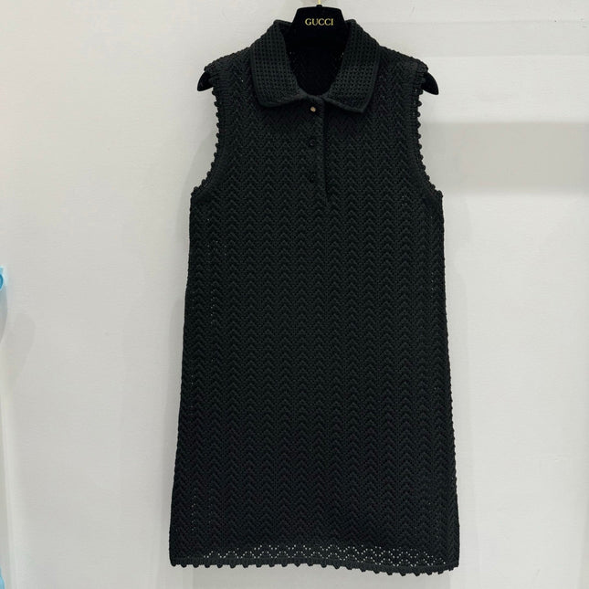 GUCCI SLEEVELESS KNIT POLO DRESS IN BLACK 267479