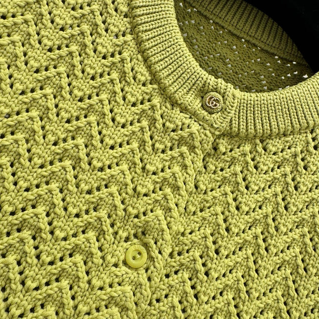 GUCCI CLASSIC KNIT CARDIGAN IN BUTTER YELLOW 267475