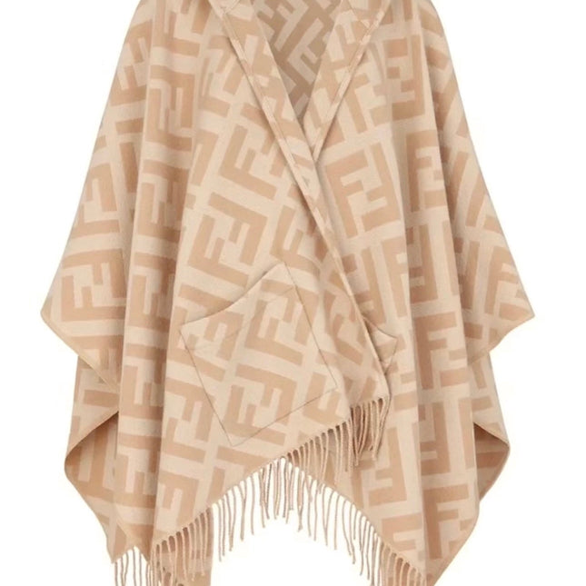 FF PONCHO IN TUSCAN BEIGE CASHMERE 413684