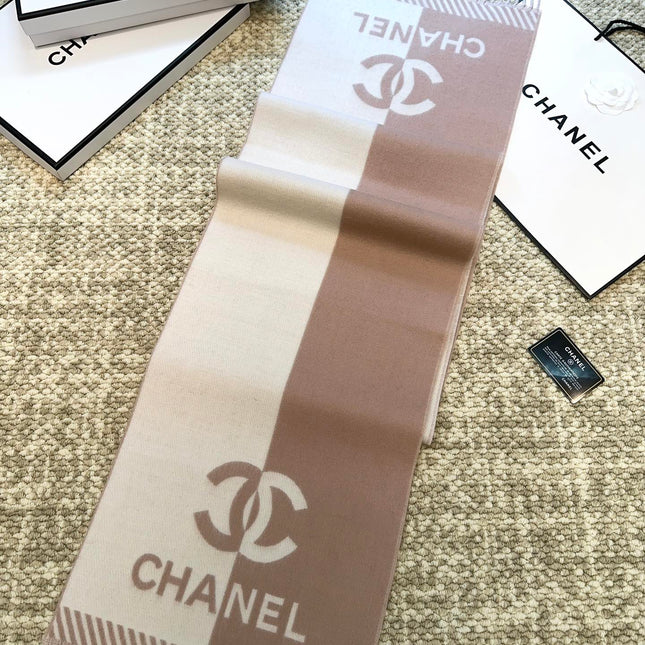 SCARF 184 CM IN ROSY BROWN MIX WHITE MERINO WOOL 393119