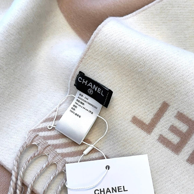 SCARF 184 CM IN ROSY BROWN MIX WHITE MERINO WOOL 393119