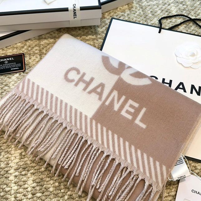 SCARF 184 CM IN ROSY BROWN MIX WHITE MERINO WOOL 393119