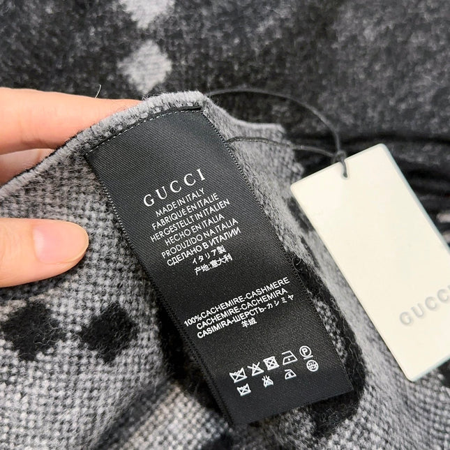 SCARF 200 CM IN BLACK MIX LIGHT GRAY CASHMERE 396377