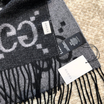 SCARF 200 CM IN BLACK MIX LIGHT GRAY CASHMERE 396377
