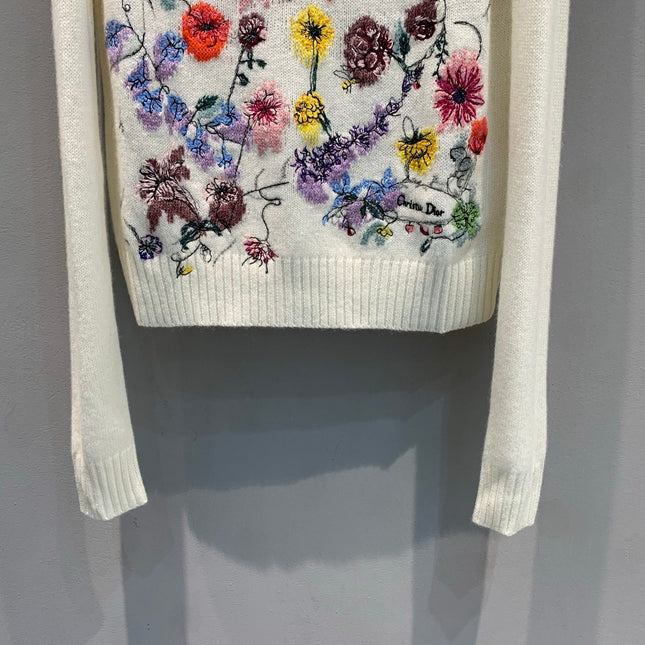 DIOR 25S FLORAL EMBROIDERED CASHMERE SWEATER 533