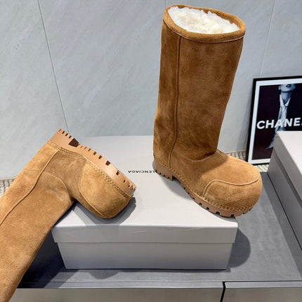 BALENCIAGA 25S BOOTS PLATFORM HEEL IN BROWN SUEDE STYLE 4