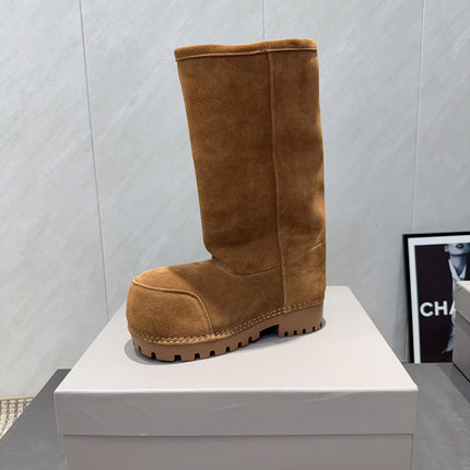 BALENCIAGA 25S BOOTS PLATFORM HEEL IN BROWN SUEDE STYLE 4