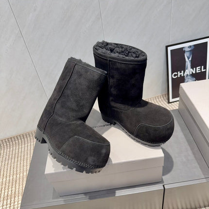 BALENCIAGA 25S LOW ANKLE BOOTS PLATFORM HEEL IN BLACK SUEDE STYLE 9