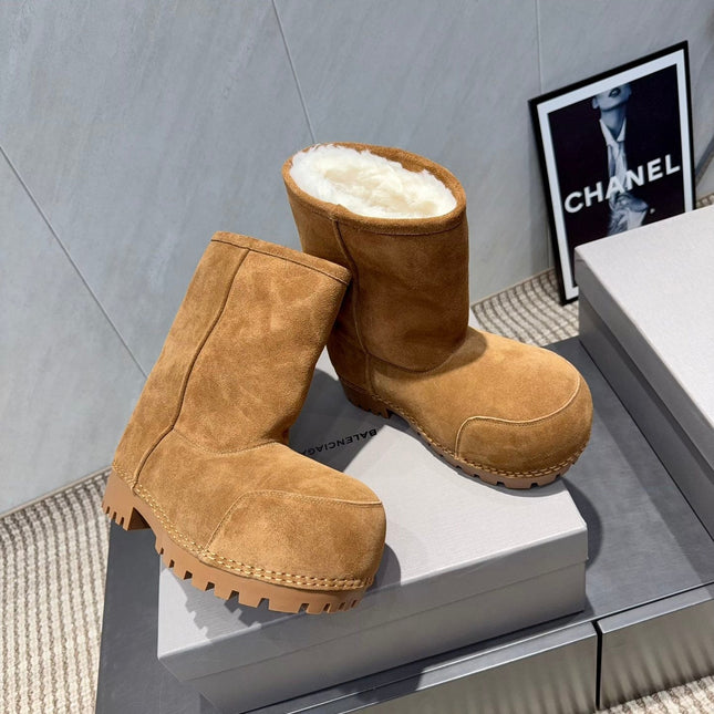 BALENCIAGA 25S LOW ANKLE BOOTS PLATFORM HEEL IN BROWN SUEDE STYLE 7