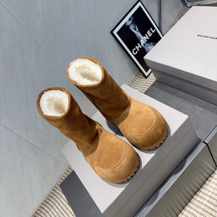 BALENCIAGA 25S LOW ANKLE BOOTS PLATFORM HEEL IN BROWN SUEDE STYLE 7