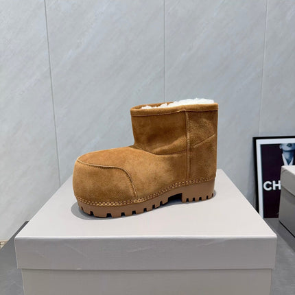 BALENCIAGA 25S LOW ANKLE BOOTS PLATFORM HEEL IN BROWN SUEDE STYLE 6