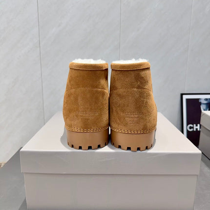 BALENCIAGA 25S LOW ANKLE BOOTS PLATFORM HEEL IN BROWN SUEDE STYLE 6