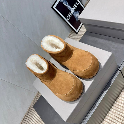 BALENCIAGA 25S LOW ANKLE BOOTS PLATFORM HEEL IN BROWN SUEDE STYLE 6