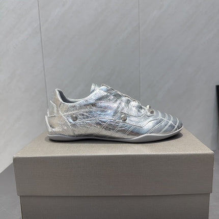 BALENCIAGA 25S SNEAKER IN SILVER CALFSKIN