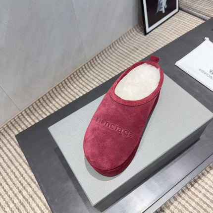 BALENCIAGA 25S AURALEE SLIP-ON 50 MM IN DEEP WINE RED SUEDE STYLE 2