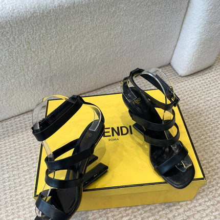 FENDI HIGH SANDAL 10 CM IN BLACK CALFSKIN
