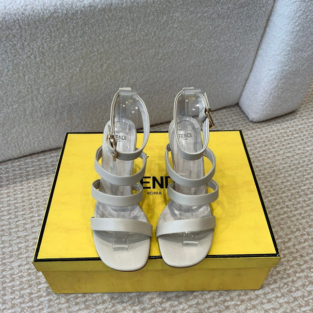 FENDI HIGH SANDAL 10 CM IN BEIGE CALFSKIN