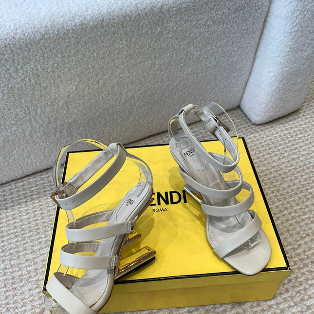 FENDI HIGH SANDAL 10 CM IN BEIGE CALFSKIN