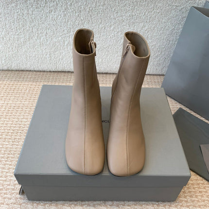 ANKLE BOOTS IN LIGHT BROWN LOGO EMBOSSED SOFT SHEEPSKIN