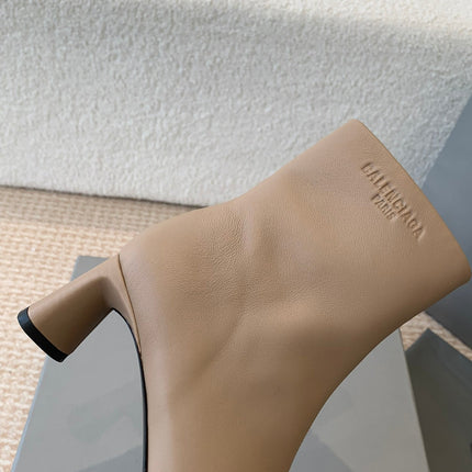 ANKLE BOOTS IN LIGHT BROWN LOGO EMBOSSED SOFT SHEEPSKIN