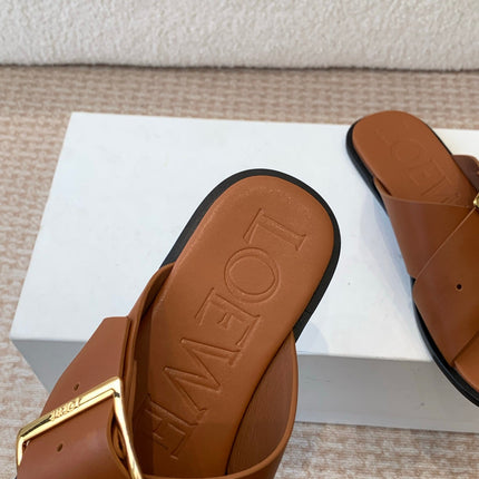 PETAL BELT FLAT SANDAL IN BRONZE BROWN CALFSKIN