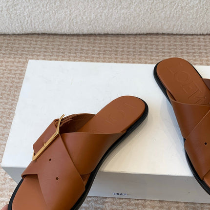 PETAL BELT FLAT SANDAL IN BRONZE BROWN CALFSKIN