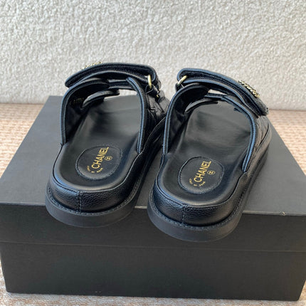 DAD SANDAL IN BLACK SHEEPSKIN MULE