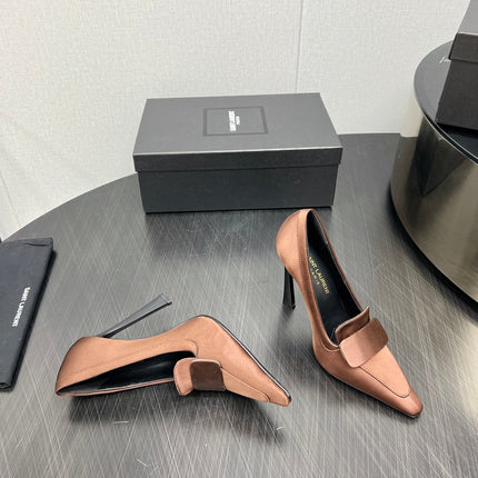 D'ORSAY PUMPS IN TOFFEE BROWN SILK