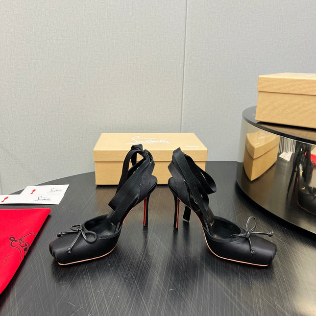 CASSIA LACE UP 100MM IN BLACK SATIN