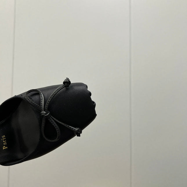 CASSIA LACE UP 100MM IN BLACK SATIN