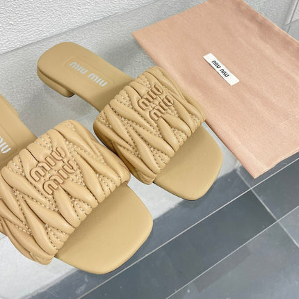 Women's Apricot Leather Slippers