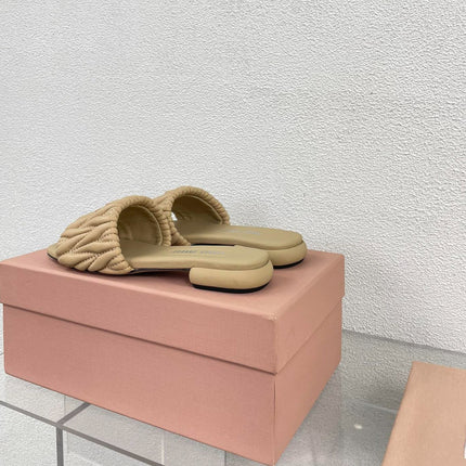 Women's Apricot Leather Slippers