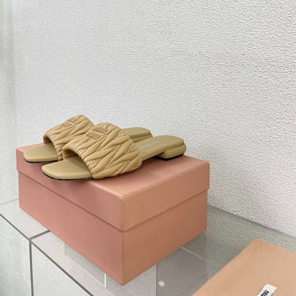 Women's Apricot Leather Slippers