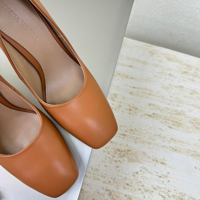 KNOT HIGH PUMP IN BRONZE BROWN AND GOLD METAL HEEL 9 CM