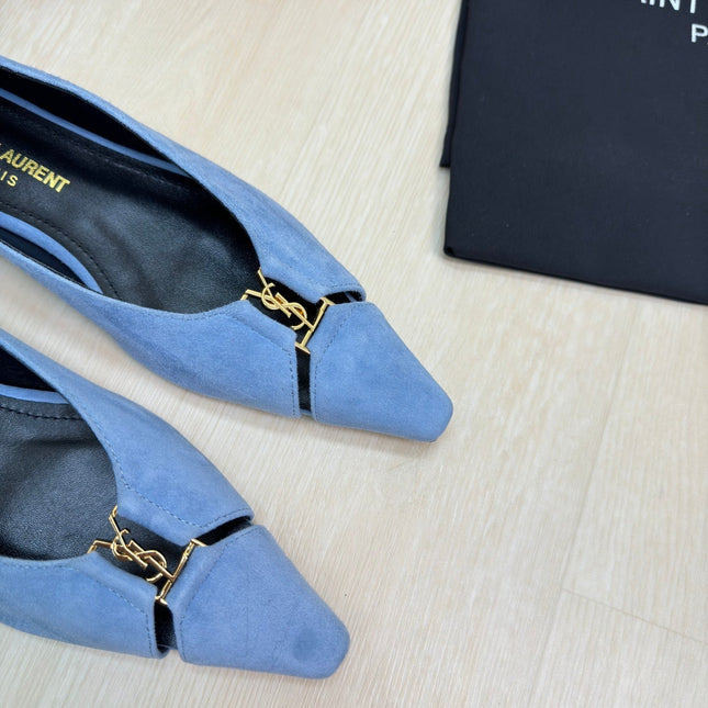 BABYLONE BALLET FLAT IN SKY BLUE SUEDE