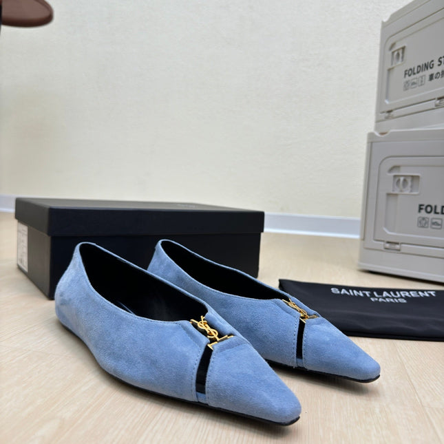 BABYLONE BALLET FLAT IN SKY BLUE SUEDE