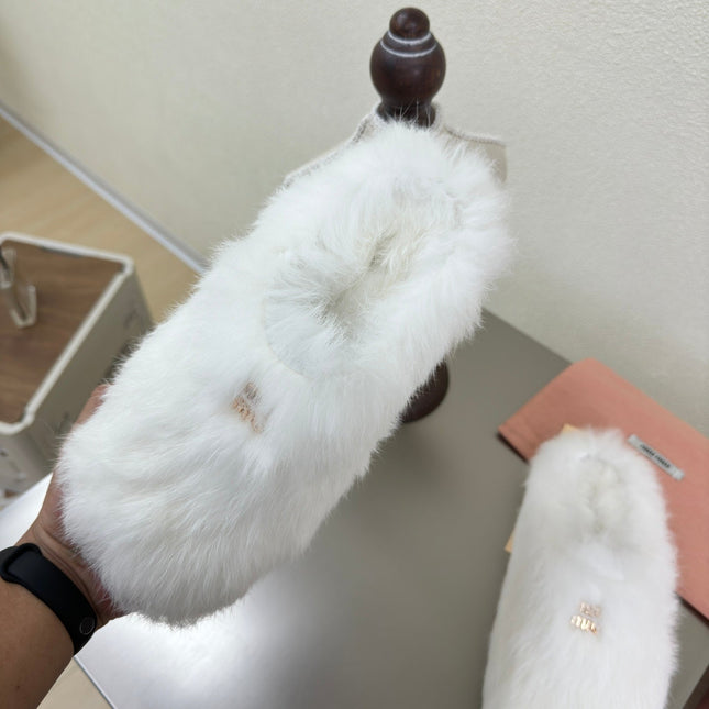 WHITE RABBIT FUR MULES