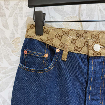 Gucci Old Flower Waist Jeans Blue Cotton