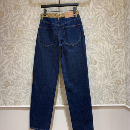 Gucci Old Flower Waist Jeans Blue Cotton