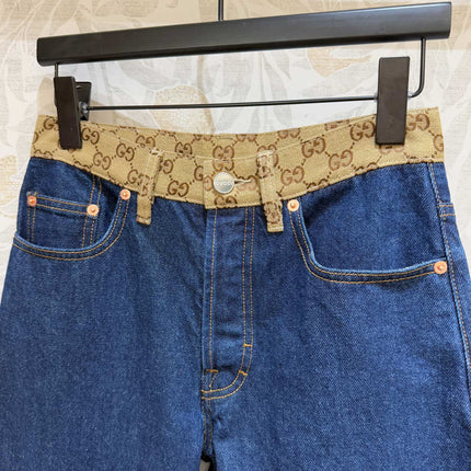 Gucci Old Flower Waist Jeans Blue Cotton