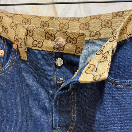 Gucci Old Flower Waist Jeans Blue Cotton